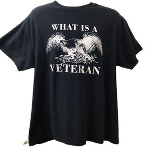 Veteran Eagle Men's Unisex Black Double Sided Graphic T-Shirt XL Gildan